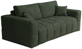 Kanapa rozkładana 3-osobowa zielona z tkaniny z bukli - Powierzchnia spania 140 cm - Materac 13 cm ISSORO