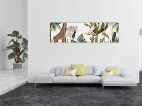 Obraz - Dżungla pełna zwierząt (170x50 cm)