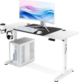 Biurko gamingowe z regulacją wysokości Diablo X-Tensio 140 cm, kolor biały
