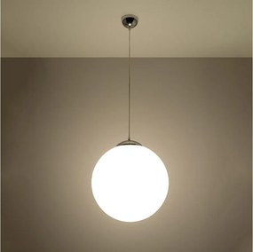 Lampy wiszące minimalistyczny Stera, stal/szkło - 1 źródło światła 3000K - L.40 x H.130 cm - biały/chrom
