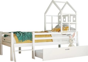 Łóżko ze schowkiem 140 x 200 cm - tkanina lniana - kolor szary + materac