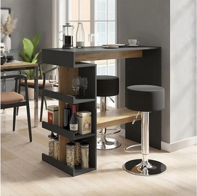 Zestaw stołu barowego antracyt/złoty dąb 108x50x103 dana