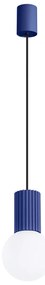 Lampa wisząca HALO 1 ultramaryna ryflowana SOLLUX LIGHTING
