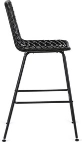 Hoker Rattanowy JERRY Ogrodowy Krzesło Barowe Czarny Boho