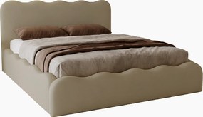 Emporius Wave łóżko dwuosobowe 200x200 cm - łóżko z pojemnikiem, łóżko tapicerowane 200x200 do sypialni - tkanina aksamitna, brązowy (Elegance 5)