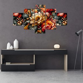 Obraz - Pomarańczowo-czerwone kwiaty (125x70 cm)