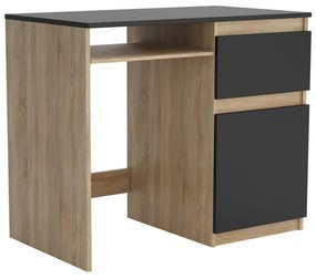 Biurko komputerowe młodzieżowe szkolne 90 cm REMI1 Dąb Sonoma/Czarny