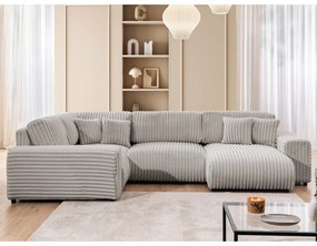 Jasnoszary sztruksowy narożnik (lewostronny/w kształcie litery U) Justin – Ropez