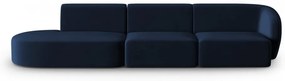 Niebieska aksamitna sofa prawostronna 311 cm Paolo – Milo Casa