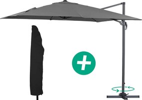 Parasol ogrodowy "Sun 3" - Kwadratowy - 3 x 3 m - Szary + Pokrowiec ochronny