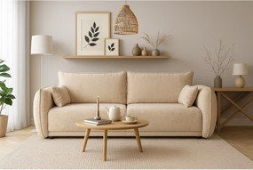 Nowoczesna sofa Loren z funkcją spania 238x102x91 cm – kremowa Raven 24