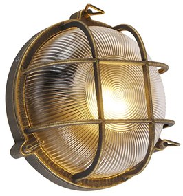 Zewnetrzna Lampa ścienna i sufitowa złota/mosiężna okrągła IP44 - NouticaPrzemysłowy Oswietlenie zewnetrzne