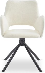 Zestaw Stół Rozkładany VERONA 160-240 cm Biały Marmur/Czarny i 4 Krzesła FLAV Kremowe