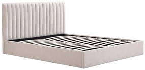 Łóżko ze skrzynią  140 x 190 cm – Tkanina – Beżowy – SARANELI