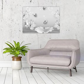 Obraz - Kwiatowy wzór z motylkami (70x50 cm)