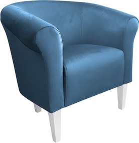 Fotel Milo tkanina Welur wygodny fotel tapicerowany do salonu i sypialni : Kolor nogi - Biała, Kolor tkaniny - VELVET - MG33, Wysokość nogi - 20 cm