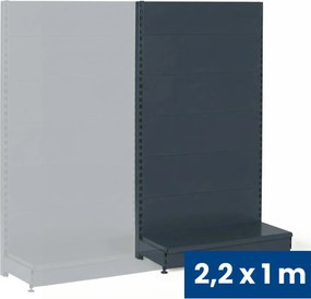 Regał sklepowy jednostronny, pełne ścianki, 2200 x 1000 x 450 mm, dodatkowy, antracyt