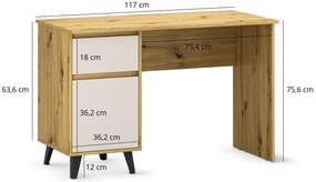 Biurko w stylu skandynawskim dąb artisan + kaszmir P5-D34