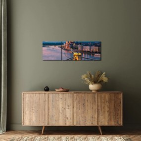 Obraz - Panorama miasta, Budapeszt, Węgry (z zegarem) (90x30 cm)