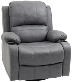 HOMCOM Fotel relaksacyjny z podnóżkiem i funkcją leżenia uchwyt na napoje szary fotel telewizyjny | Aosom PL