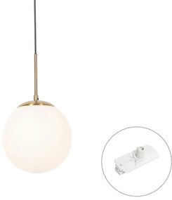 Lampa wisząca w stylu Art Deco złota z opalowym szkłem z adapterem szynowym białym 1-fazowa - Iconic Flore ArtDeco Oswietlenie wewnetrzne