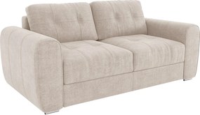 Kanapa 3-osobowa rozkładana typu express z beżową tapicerką - Miejsce do spania 140 cm - Materac 22 cm z pamięcią kształtu - BOLIPO