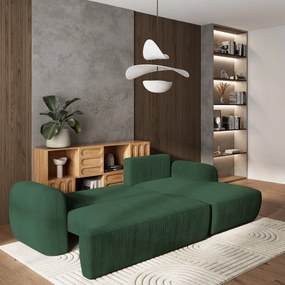 Masseno Narożnik MODENZA z funkcją spania i pojemnikiem na pościel Narozniki L, Rozkładana sofa - Zielony, POSO 14