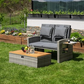 Sofa ogrodowa rattanowa MALORY, szary/naturalny