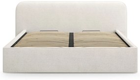 Jasnoszare tapicerowane łóżko dwuosobowe ze schowkiem i stelażem 180x200 cm Elizabeth – Micadoni