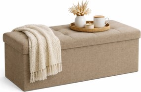 Duża prostokątna pufa tapicerowana jasny taupe N8-P26