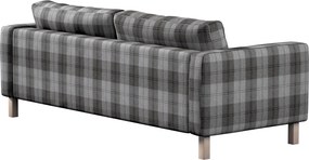Pokrowiec na sofę Karlstad 3-osobową nierozkładaną, krótki kolor szary tkanina strukturalna, wzorzysta