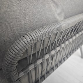 Outsunny 3-częściowy zestaw mebli ogrodowych z rattanu, komplet wraz z poduszkami, zestaw ogrodowy z 1 stolikiem, 1 leżakiem, 1 sofą dwuosobową, zestaw wypoczynkowy do ogrodu, tarasu, stal, jasnoszary