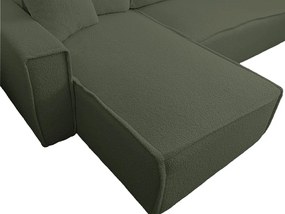 PROMOCJA Rozkładany dwustronny narożnik w kształcie L SMART BOUCLE 232x143 cm, ciemnozielony II gatunek