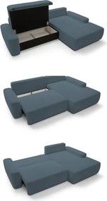 Narożnik BOULI Prawostronny z Elektryczną Regulacją wolnostojący tkanina Raven 86 Turkusowy DOMO HOME