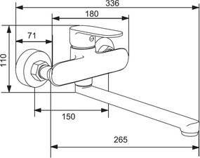 Mexen Milo bateria wannowa długa wylewka, złota - 71335-50