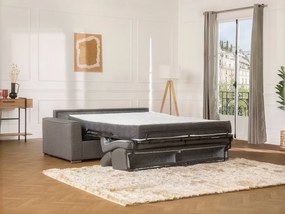 Kanapa rozkładana 3-osobowa VIZIR typu express z tkaniny – kolor szary – pow. spania 140 cm – materac 16 cm z pamięcią kształtu