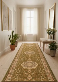 Zielony elegancki chodnik w tradycyjny wzór E1-H06