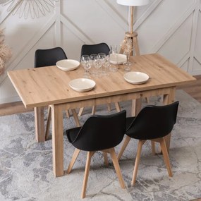 Stół Prostokątny Rozkładany SKUBI 120-160 cm Dąb Artisan Nowoczesny Loft