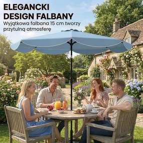 Outsunny Parasol ogrodowy okrągły balkonowy z 3-stopniową regulacją nachylenia, korbka, 8 żeber, Ø265 x 235H cm, jasnoniebieski | Aosom PL