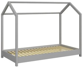 Szare łóżko dla chłopca typu domek 80x180 - Liver