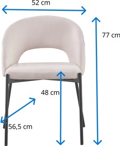 ATENA Krzesło do Jadalni Szare z Oparciem, Czarne Nogi