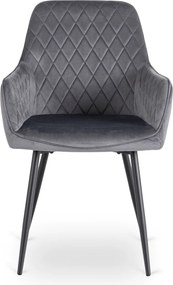 Krzesło Tapicerowane do Jadalni BRESSO Szare Welurowe Nowoczesne Loft