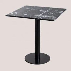 Kwadratowy Stolik Barowy Z Marmuru Rocher Marmur Nero Marquina & 70 Cm - Sklum