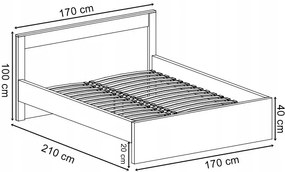 Podwójne łóżko 160x200 kraft biały - Dagna 19X