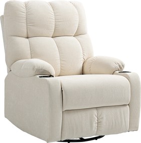 HOMCOM Fotel relaksacyjny z podnóżkiem, leżak, obrotowy, do 150 kg, stalowa rama, 88x96x108cm, Beżowy