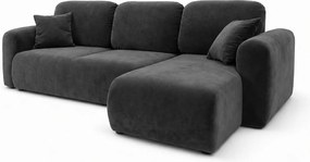 Stylowy narożnik rozkładany prawostronny BINGO L 245x148x87 cm w tkaninie Kronos 34 szarej