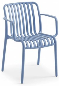 Plastowe krzesło TREGO z podłokietnikami, niebieskie