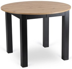 Stół Okrągły Rozkładany HARRY 102-142 cm Dąb Artisan/Czarny Nowoczesny
