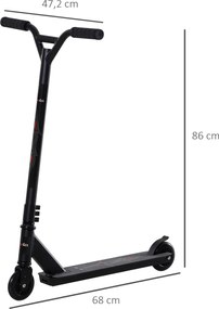 HOMCOM Hulajnoga wyczynowa Profesjonalna Freestyle 100mm koła PU Czarna dla dzieci i dorosłych Aluminium | Aosom PL