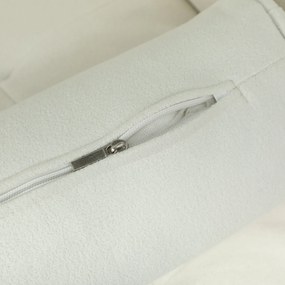 HOMCOM Fotel tapicerowany z podłokietnikami, nachylone oparcie, nogi z drewna kauczukowego, kremowy